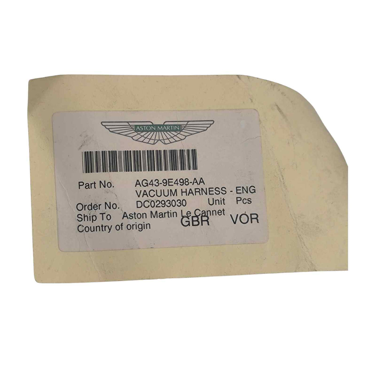 Aston Martin Cablaggio linee vuoto motore AG43-9E498-AA