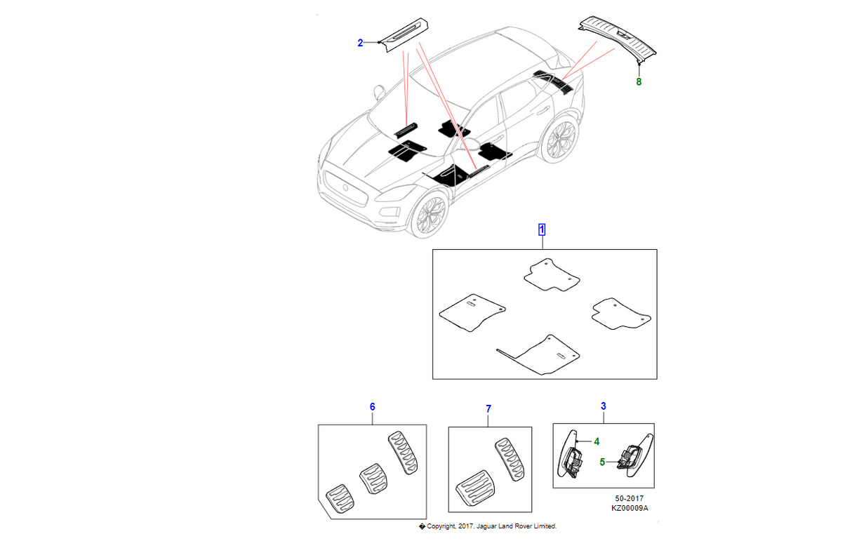 Jaguar Serie de Tappetini T4N16433AMT