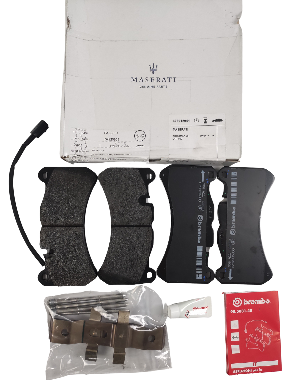 Maserati Originale Pastiglie Freno anteriore 673012041